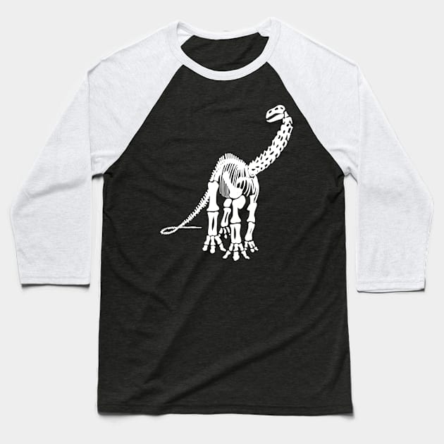 Terra Fossil Brontosaurus Dinosaur White Baseball T-Shirt by Terra Fossil Merch